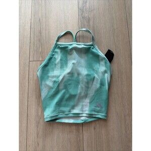 NWT Adidas Sports Top Halter Neck Racer-back Green Stripe Crop Top Small